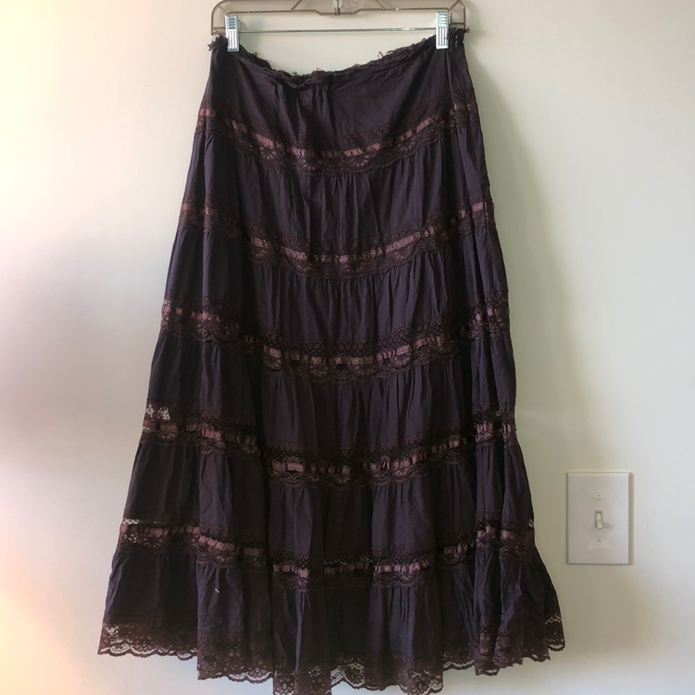 Long Purple Lace Skirt